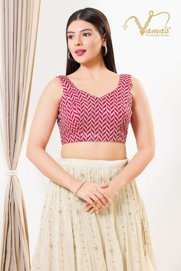 Vamas Women's Silk Padded Back Open Sleeveless Saree Blouse ( B-247.NS )