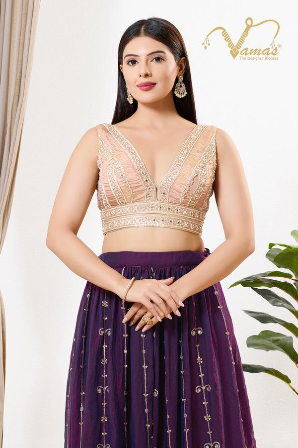 Vamas Women's Tissue Padded Back Open Sleeveless Saree Blouse ( B-252.NS )