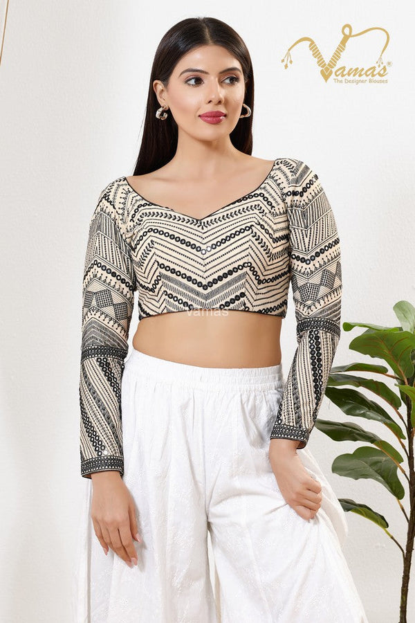 Vamas Women's Silk Padded Back Open Full Sleeves Saree Blouse ( B-254.FS )