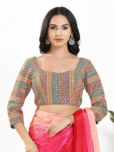 Zari Embroidered Sweetheart Neck Blouse