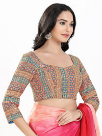 Zari Embroidered Sweetheart Neck Blouse
