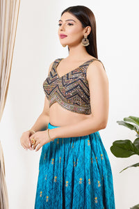 Red Threadwork Mirror Yoke Blouse