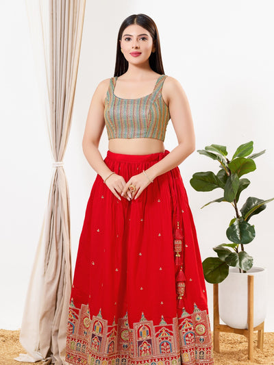 Multi Threadwork Square Neck Sleeveless Blouse