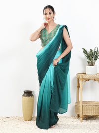 Zigzag Thread Sequence Embroidery V Neck Yoke Blouse