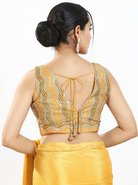 Zigzag Thread Sequence Embroidery V Neck Yoke Blouse