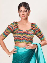 Position Printed Armhole Cut Blouse