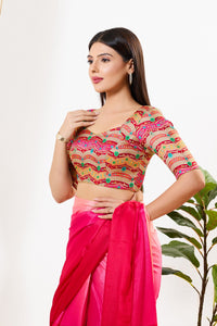 Position Printed Armhole Cut Blouse