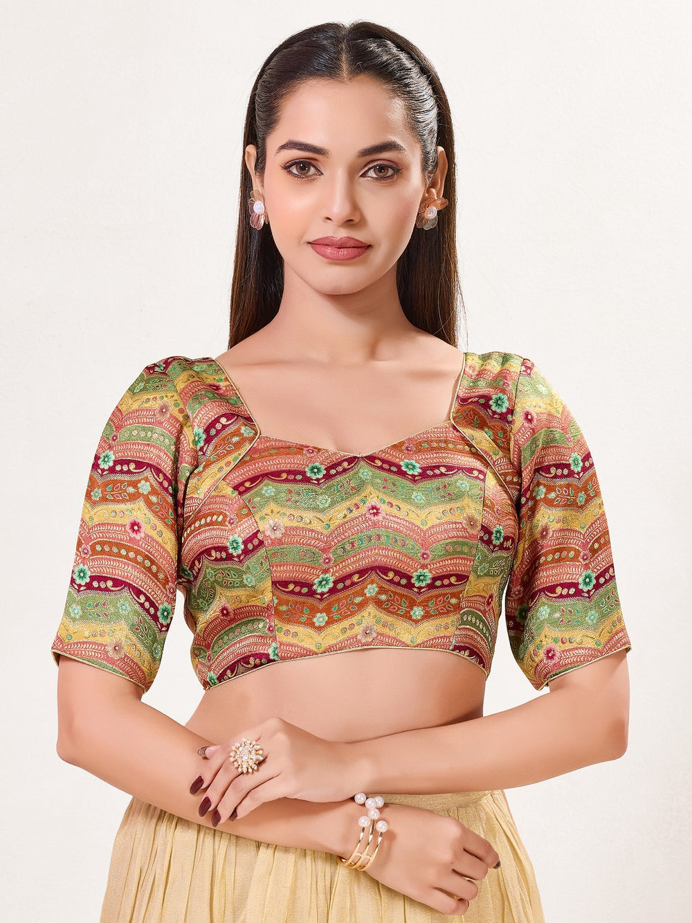 Position Printed Armhole Cut Blouse
