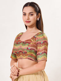 Position Printed Armhole Cut Blouse