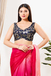 Net Fabric Sequence Paan Neck Sleeveless Blouse