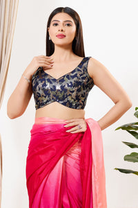 Net Fabric Sequence Paan Neck Sleeveless Blouse