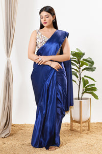 Net Fabric Sequence Paan Neck Sleeveless Blouse
