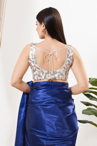 Net Fabric Sequence Paan Neck Sleeveless Blouse