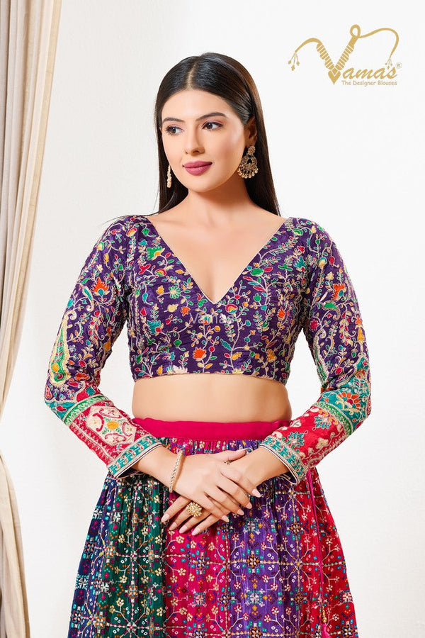 Vamas Women's Silk Padded Back Open Full Sleeves Saree Blouse ( B-271.FS )