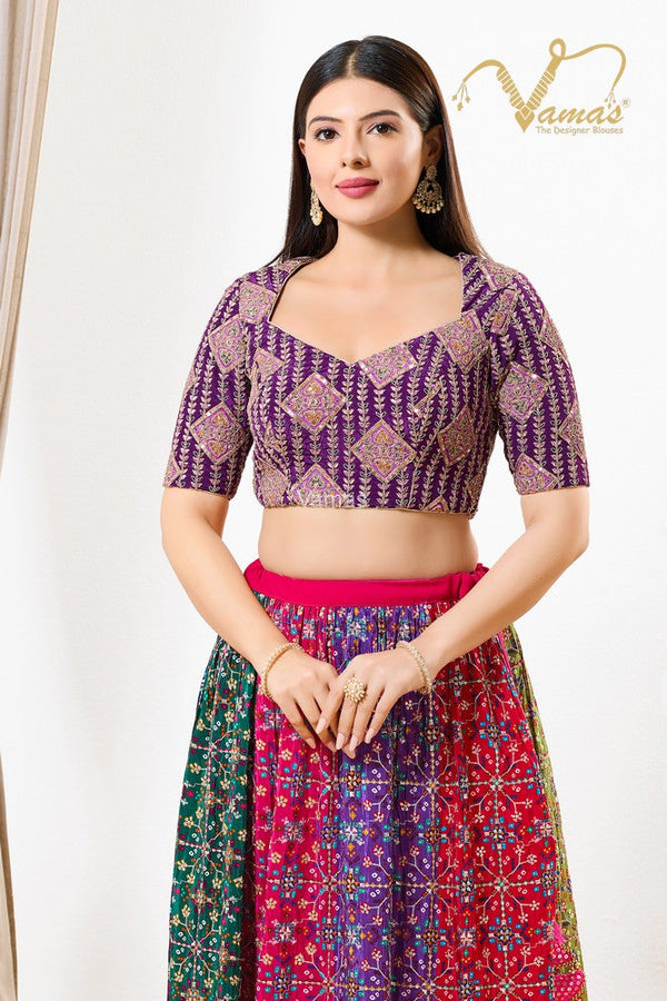 Vamas Women's Silk Padded Back Open Elbow Sleeves Saree Blouse ( B-276.ELB )