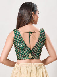 Abhla Work V Neck Sleeveless Navratri Blouse