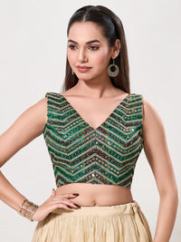 Abhla Work V Neck Sleeveless Navratri Blouse
