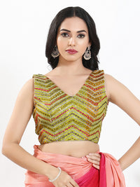 Abhla Work V Neck Sleeveless Navratri Blouse