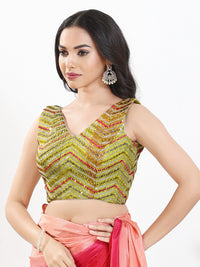 Abhla Work V Neck Sleeveless Navratri Blouse