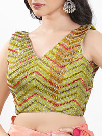 Abhla Work V Neck Sleeveless Navratri Blouse