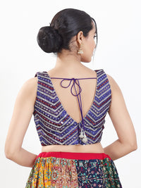 Abhla Work V Neck Sleeveless Navratri Blouse