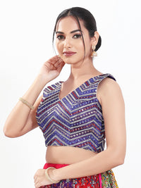 Abhla Work V Neck Sleeveless Navratri Blouse