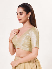 Sequence Deep V Neck Elbow Sleeves Blouse