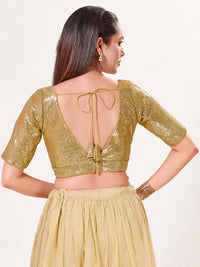 Sequence Deep V Neck Elbow Sleeves Blouse