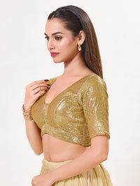 Sequence Deep V Neck Elbow Sleeves Blouse