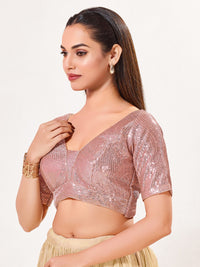 Sequence Deep V Neck Elbow Sleeves Blouse
