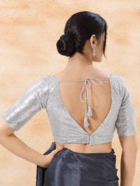 Sequence Deep V Neck Elbow Sleeves Blouse