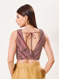 Embroidered V Neck Placement Blouse