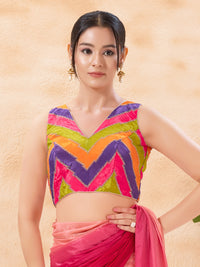 Multi Embroidered Zig Zag Blouse