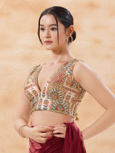 Cordwork Embroidered Sleeveless Blouse