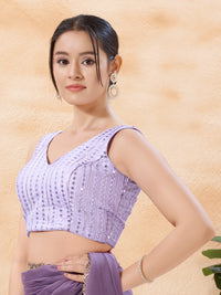 Pastel Embroidered V Neck Blouse
