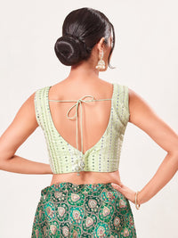 Pastel Embroidered V Neck Blouse
