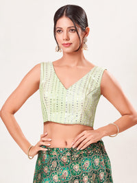 Pastel Embroidered V Neck Blouse