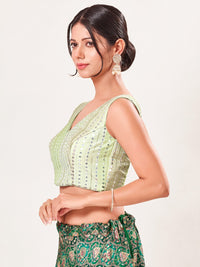 Pastel Embroidered V Neck Blouse