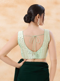 Pastel Embroidered V Neck Blouse