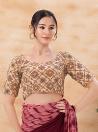 Chikoo Heavy Embroidered Elbow Sleeves Blouse