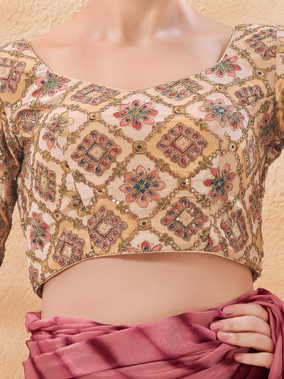 Chikoo Heavy Embroidered Elbow Sleeves Blouse