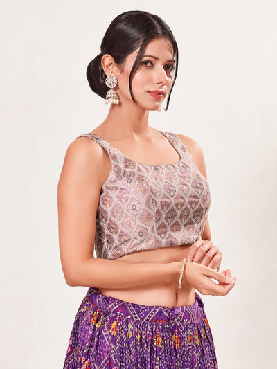 Vamas Threadwork Motif Embroidery Round Neck Sleeveless Blouse