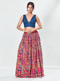 V Neck Thread Sequence Embroidery Yoke Blouse