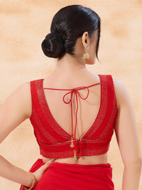 V Neck Thread Sequence Embroidery Yoke Blouse