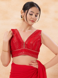 V Neck Thread Sequence Embroidery Yoke Blouse