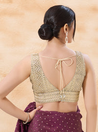 Gold Gota Sleveless Yoke Blouse