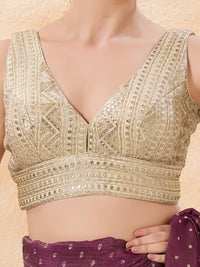 Gold Gota Sleveless Yoke Blouse