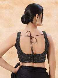 Black Zari Thread Round Neck Blouse