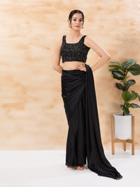 Black Zari Thread Round Neck Blouse