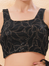 Black Zari Thread Round Neck Blouse